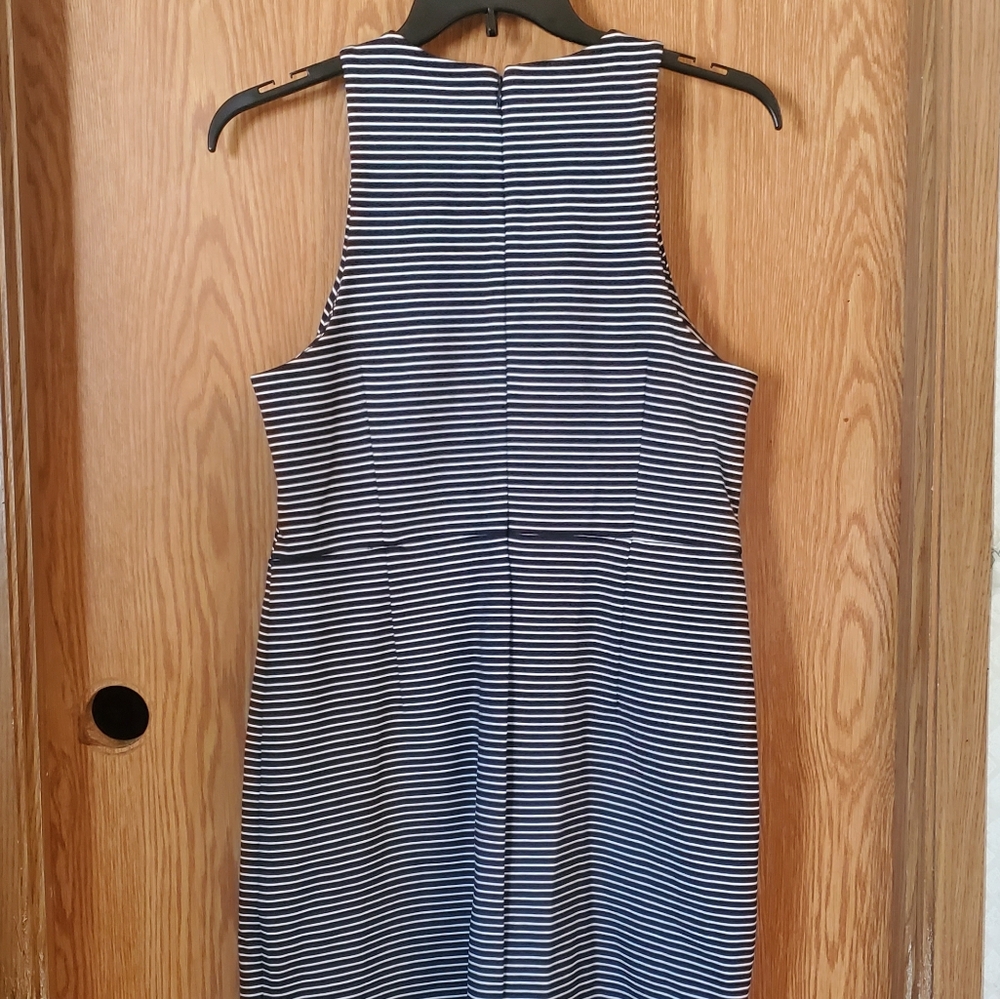 Banana Republic sleeveless halter sheath dress blue/white stripe size 14 - Picture 8 of 11